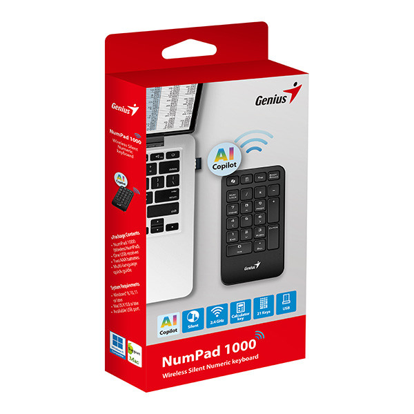 Genius NumPad 1000 COPILOT numerická klávesnice bezdrátová černá