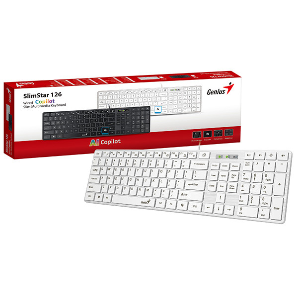 Genius SlimStar 126 COPILOT klávesnice drátová (USB) CZ/SK, bílá