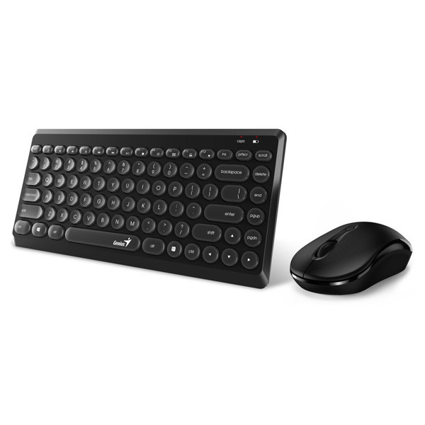 Genius LuxeMate Q8000 sada klávesnice bezdrátová CZ/SK, černá s bezdrátovou optickou myší, 4x AAA, klasická, kulaté klávesy typ 2.