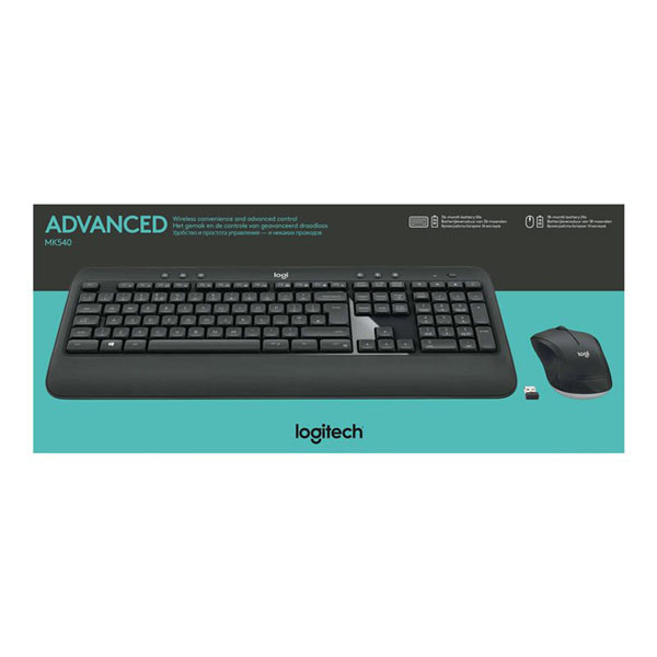 Logitech MK540 sada klávesnice bezdrátová US, černá s bezdrátovou optickou myší, AA, multimediální, nano přijímač s technologií Lo