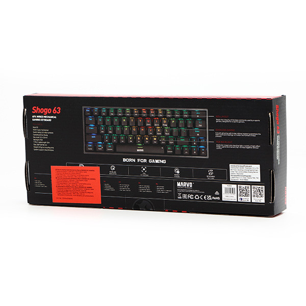 Marvo SHOGO 63 klávesnice drátová (USB) US, černá mechanická
