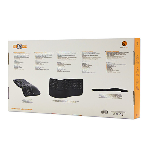 Powerton ERGO LANA Ergonomická klávesnice drátová (USB) CZ/SK, černá