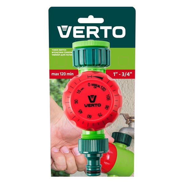 Verto časový vypínač manuální maximální čas vypnutí 120 minut, 1/2" i 3/4", zelený, 15G750, DOPRODEJ