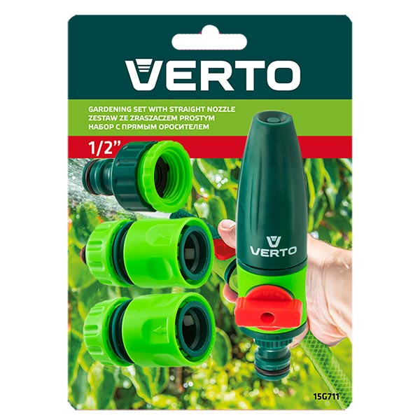 Verto sada rozprašovač, 2 rychlospojky a přípojka na kohoutek, 1/2", zelená, 15G711