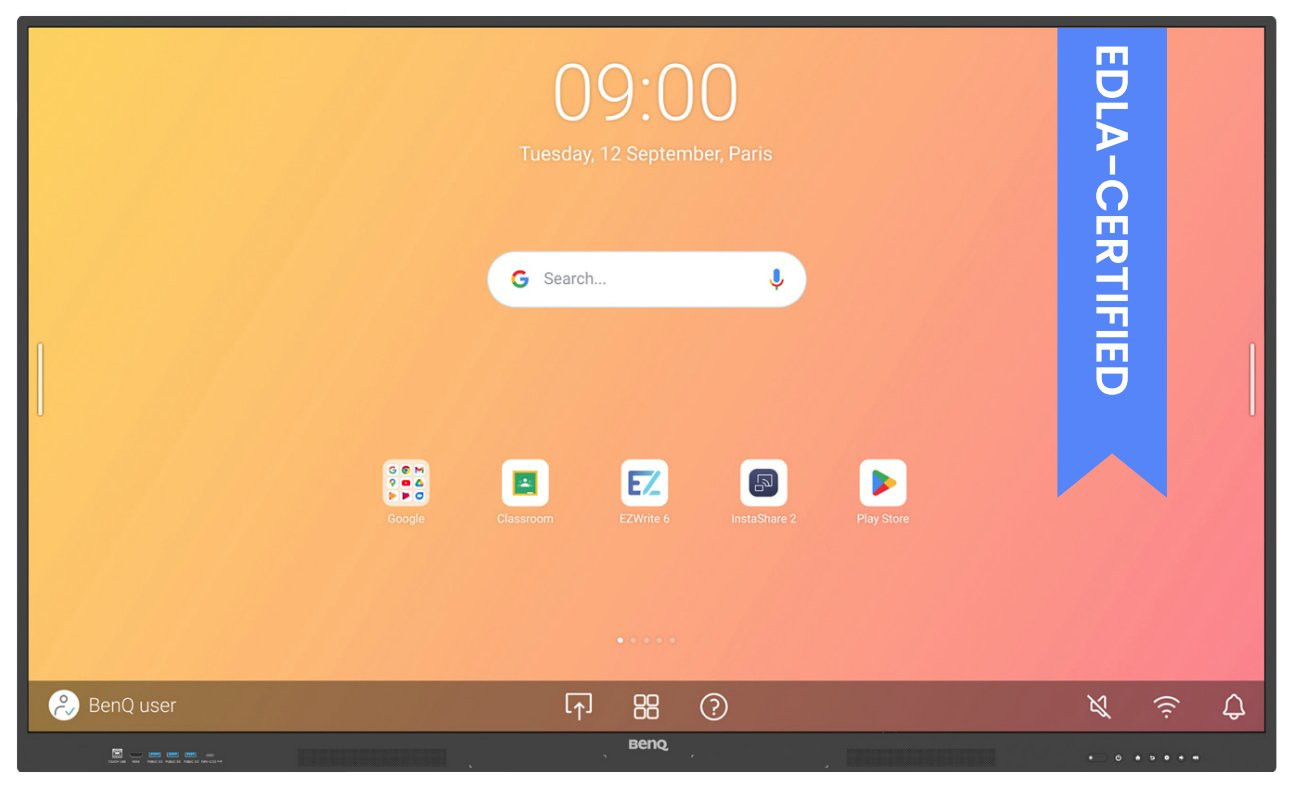 BENQ dotykový panel 65" RE6504A/ UHD 4K/8GB I 64GB /provoz 18/7/ HDMI/DP/ USB-C/LAN/ Android 13/40 dotykových bodů