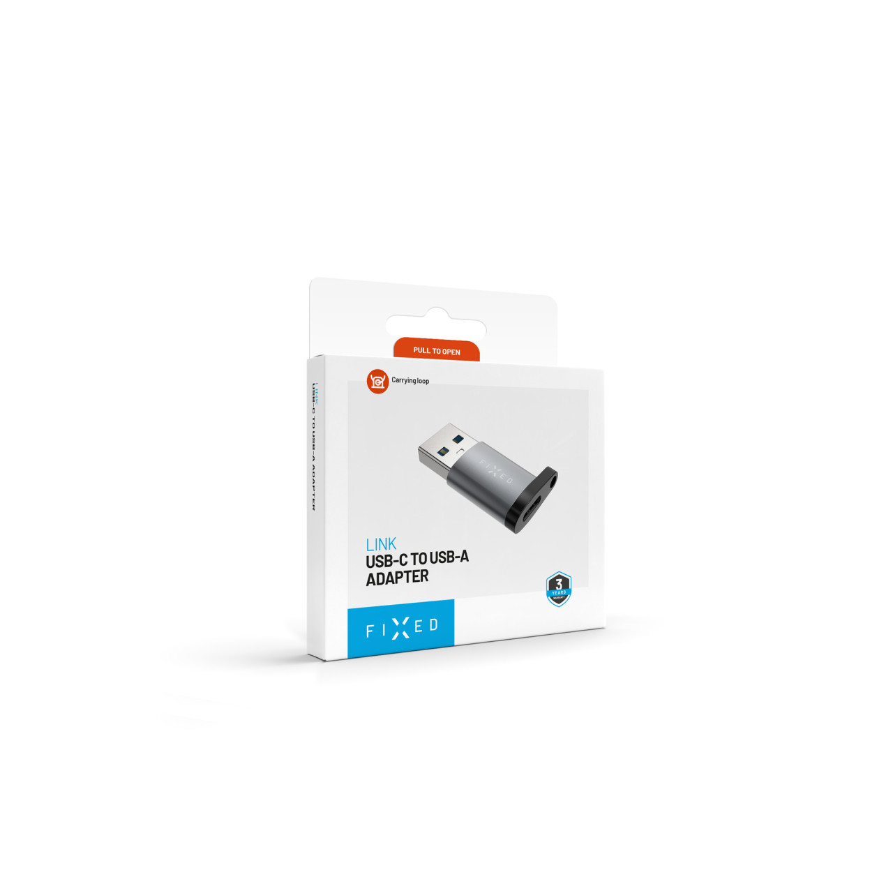Redukce z hliníku FIXED Link USB-C na USB-A, šedá