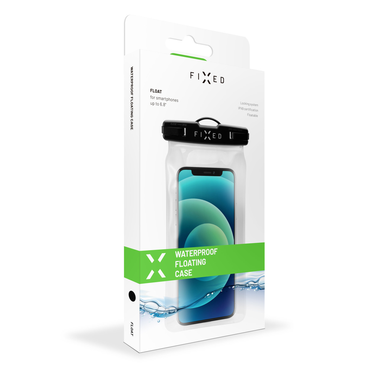 Voděodolné plovoucí pouzdro na mobil FIXED Float s kvalitním uzamykacím systémem a certifikací IPX8, černá