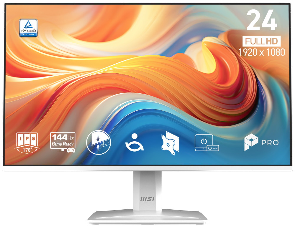 MSI PRO MP243W E14/ 24"/ 1920x1080/ IPS/ 4ms/ 144Hz/ 300cd/m2/ 1500:1/ HDMI/ DP/ VESA/ bílý