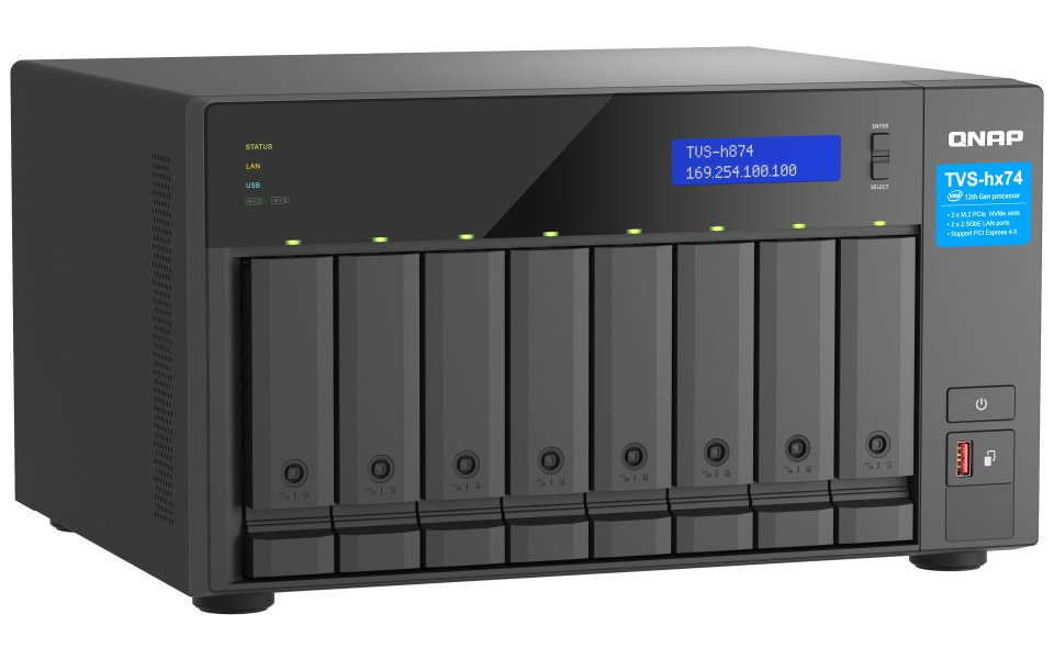 QNAP TVS-h874X-i9-64G  8x SATA 64GB RAM, 2x M.2 NVMe, 2x PCIe, 2x2,5GbE, 2x10GbE