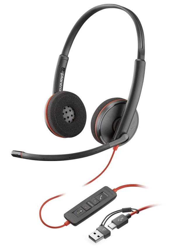Poly Blackwire 3220 Stereo USB-C Headset +USB-C/A Adapter (Bulk)