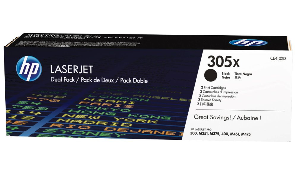 HP tisková kazeta černá, CE410XD high capacity originál - dual pack