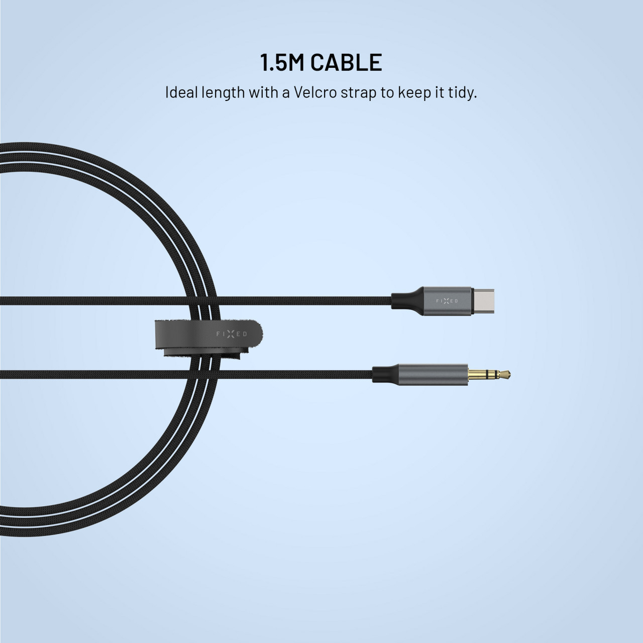 Audio kabel FIXED Link USB-C na 3,5mm jack, 1.5m, space gray