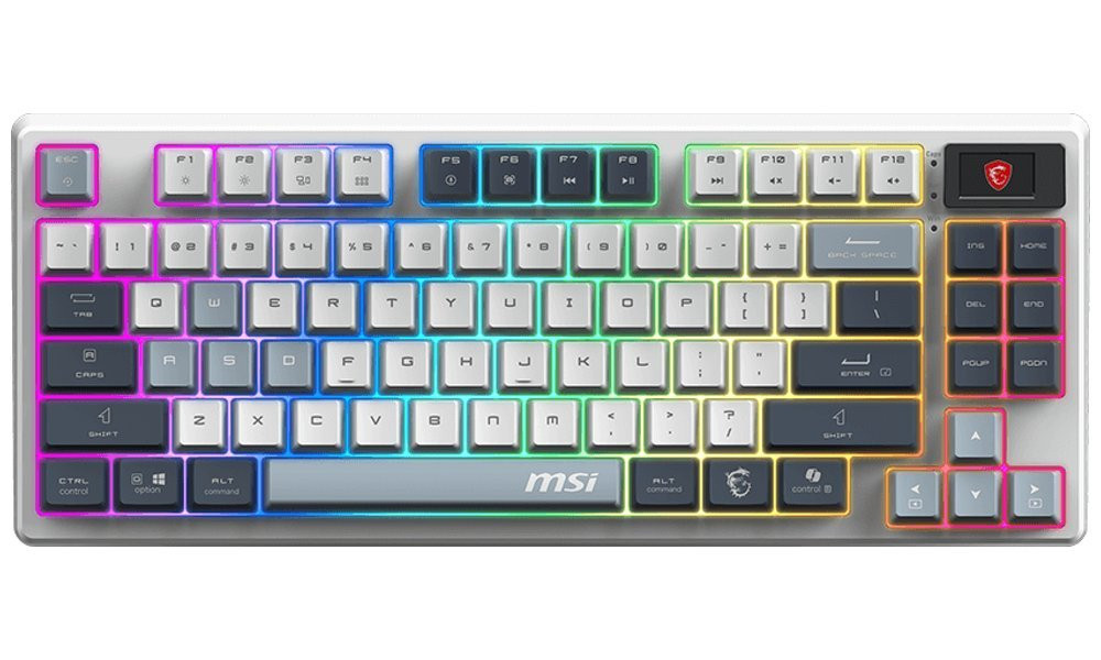 POŠKOZENÝ OBAL - MSI herní klávesnice FORGE GK600 TKL Sky/ bezdrátová 2,4GHz+BT/ mechanická/ RGB/ USB-C/ display/ CZ+SK layout