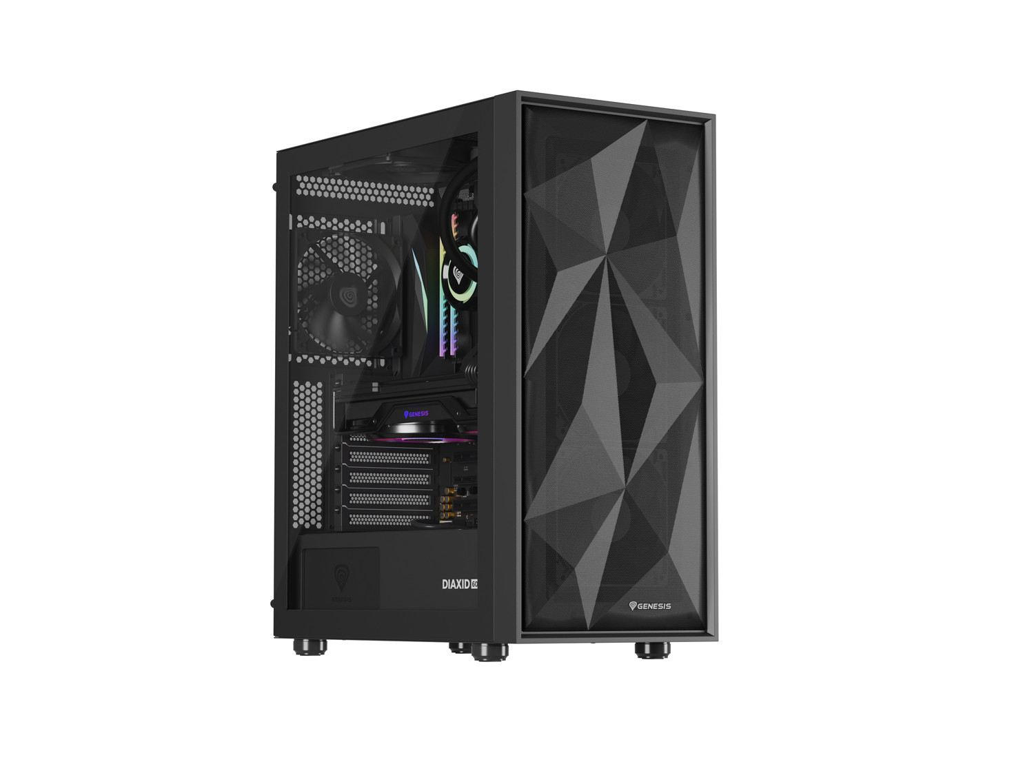 Počítačová skříň Genesis DIAXID 605F/Midi Tower/Transpar./Černá