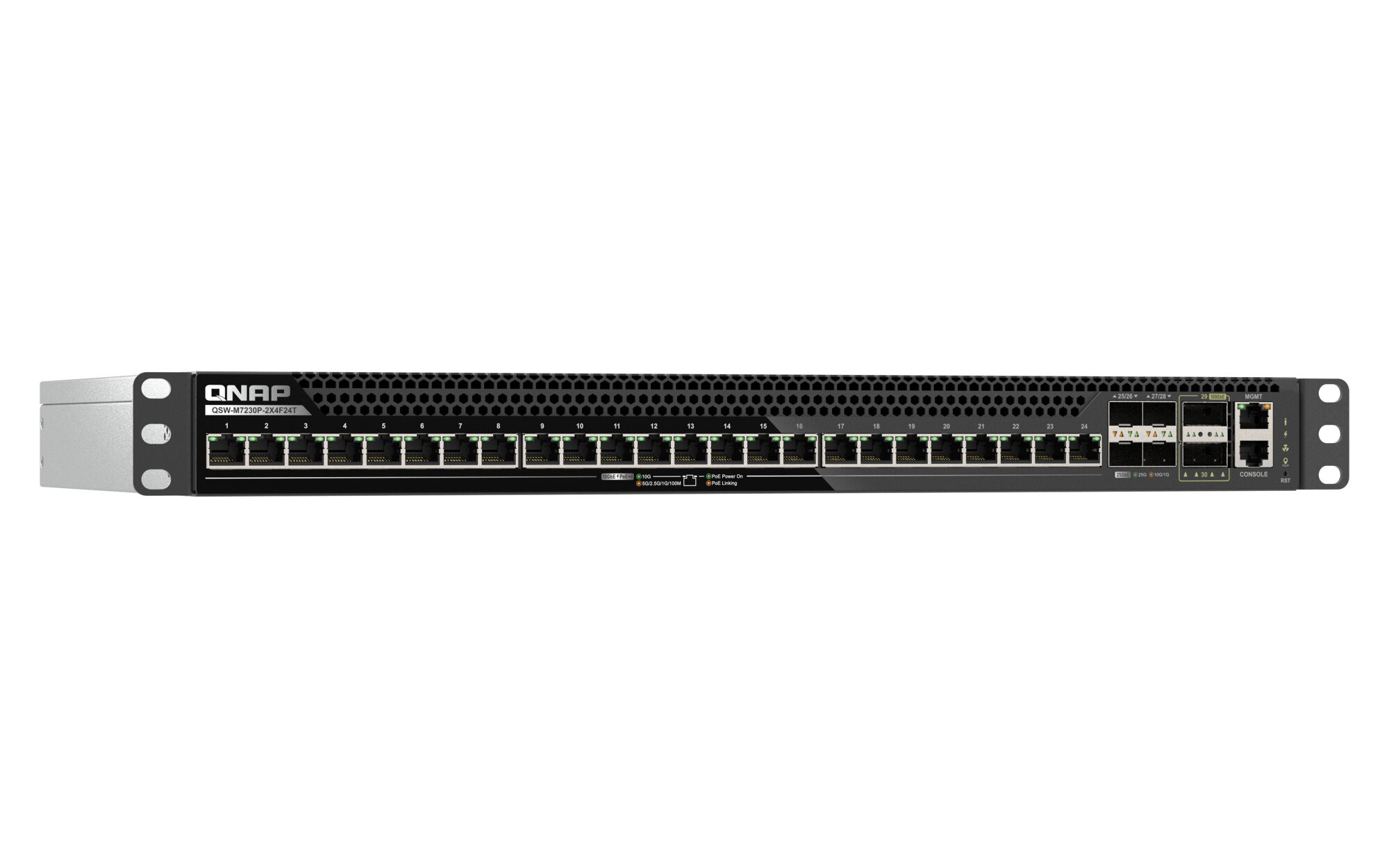 QNAP řízený switch QSW-M7230P-2X4F24T (24x 10GbE PoE port, 4x 25Gb port, 2x 100Gb port)