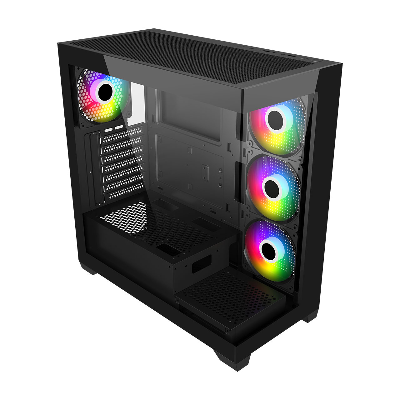 FSP M340-BA/Midi Tower/Transpar./Černá