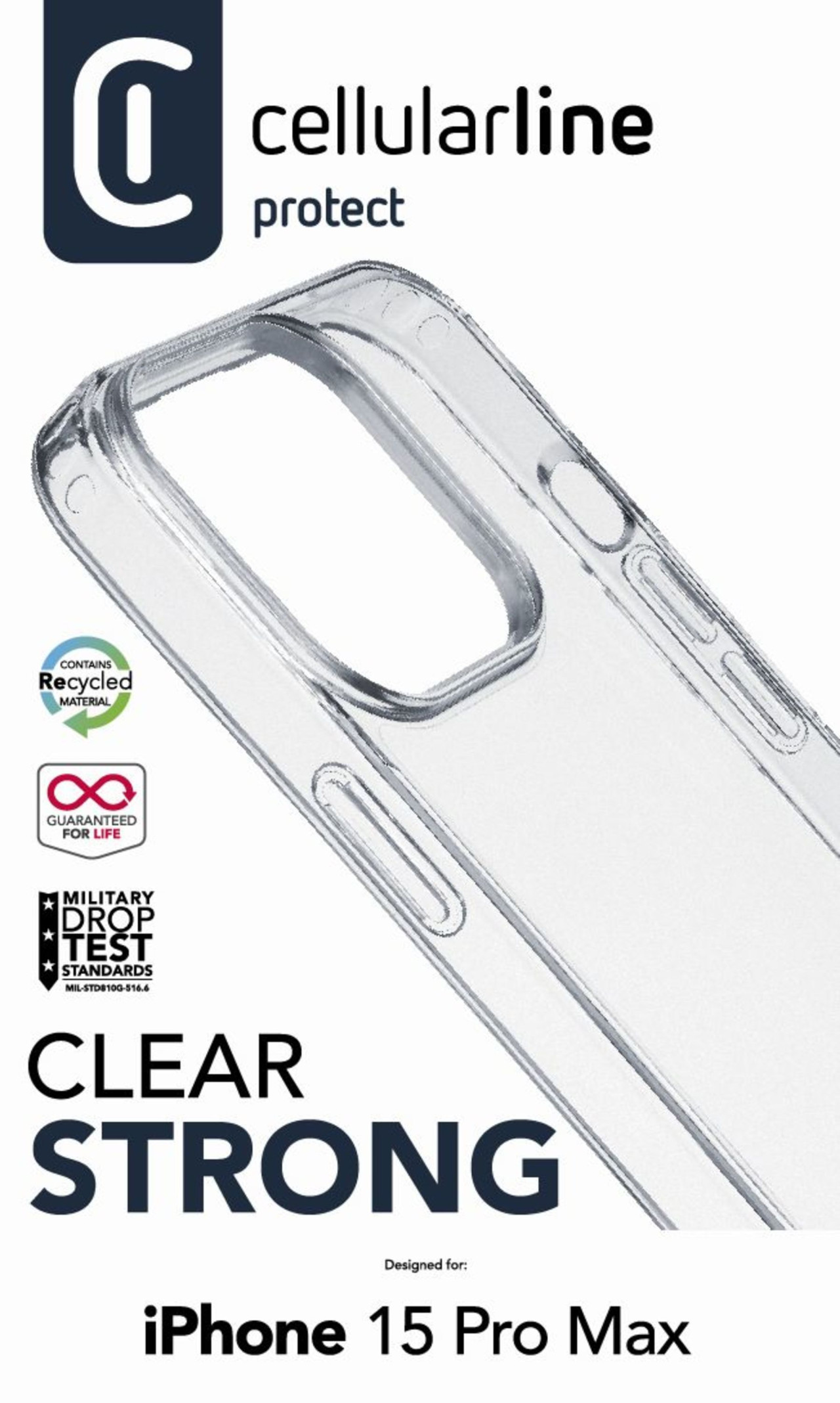 Zadní čirý kryt s ochranným rámečkem Cellularline Clear Duo pro Apple iPhone 15 Pro Max