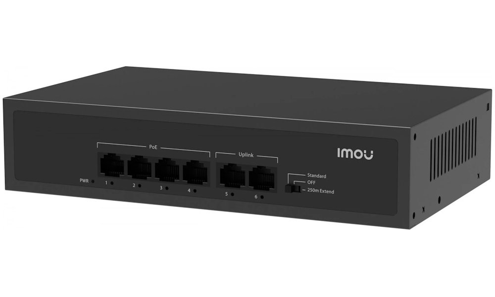 Imou switch SF106P/ 4x 10/100 M PoE port/ 2x 10/100M Uplink port/ IEEE 802.3af/at/ 1.2Gbps/ černý