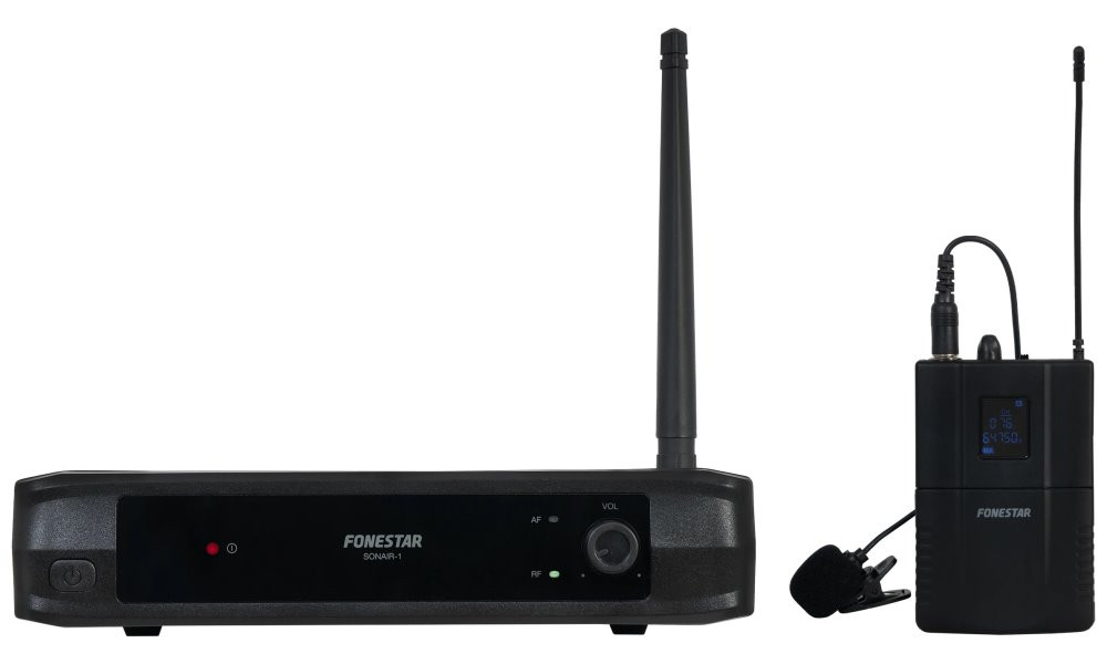 Fonestar Bezdrátový UHF klopový set, bodypack, dosah 30 m, pevná frekvence, XLR/Jack výstup, výdrž 10 h