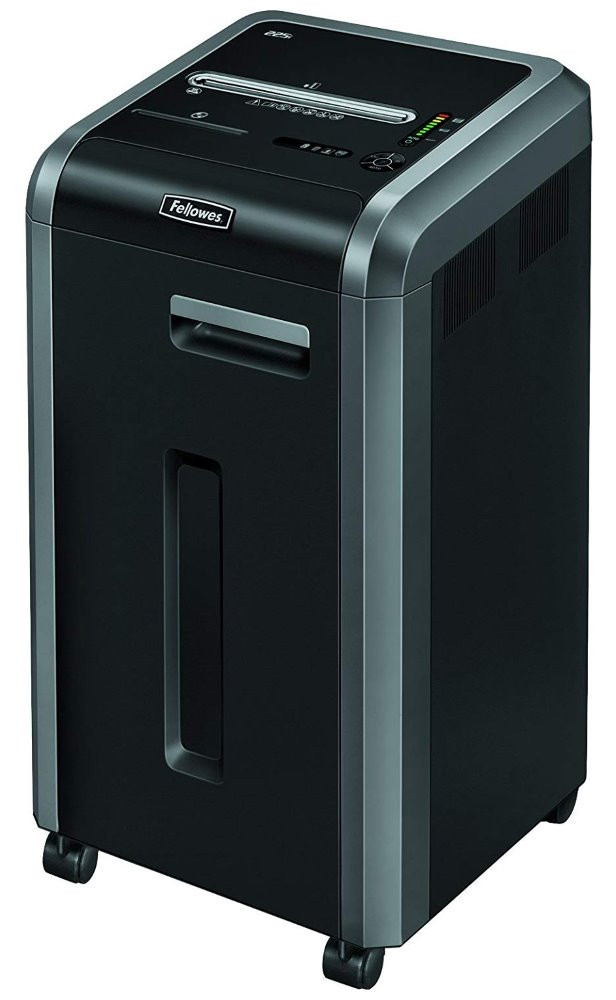 FELLOWES skartovač 225 i/ přímý řez 5,8 mm/ objem koše 60 l/ stupeň utajení P-2/ černý