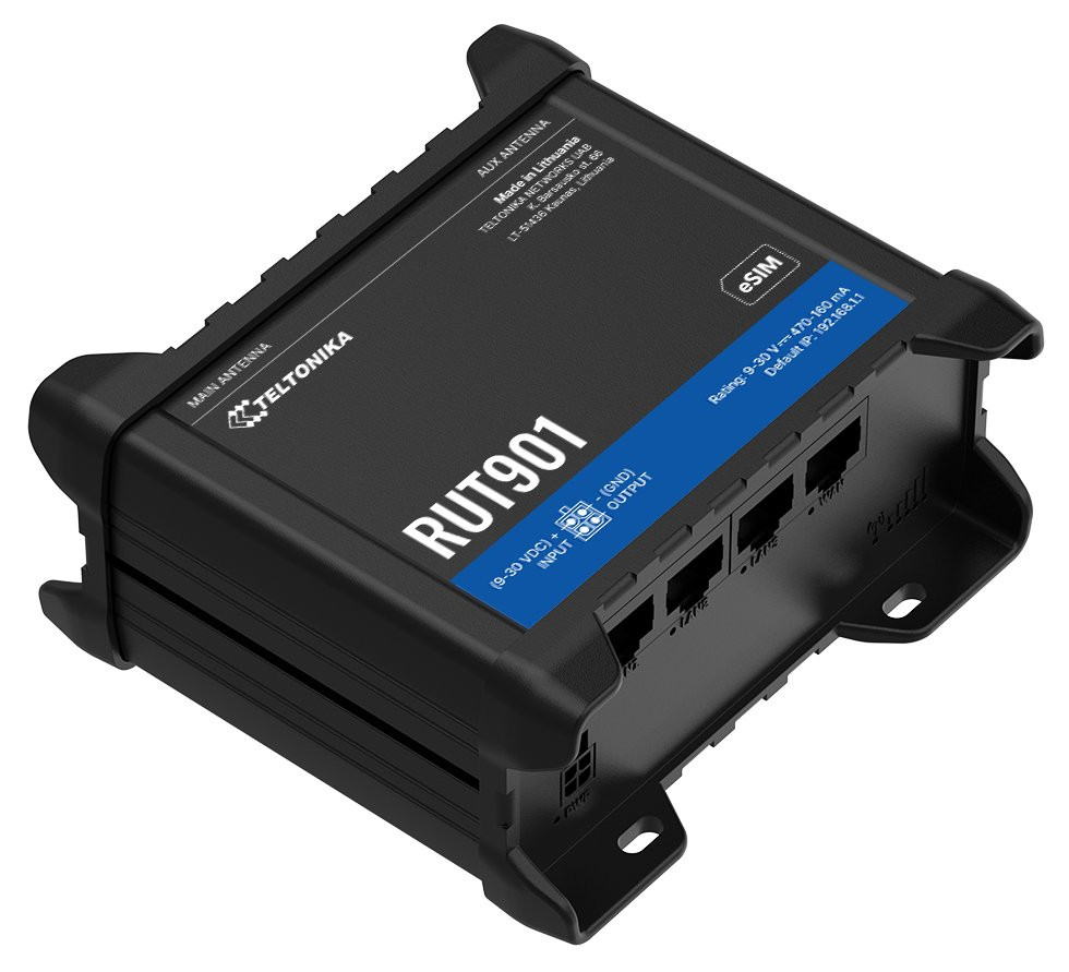 Teltonika RUT901 průmyslový router 1x WAN 3x LAN, Dual SIM + eSIM, 4G/ LTE  Wi-Fi 4