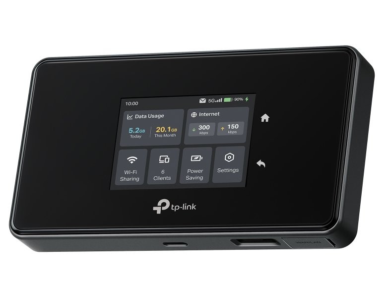 TP-Link M8550 mobilní 5G WiFi 6 router, display, 4700 mAh baterie, SD slot, 1x GLAN, 2x TS9