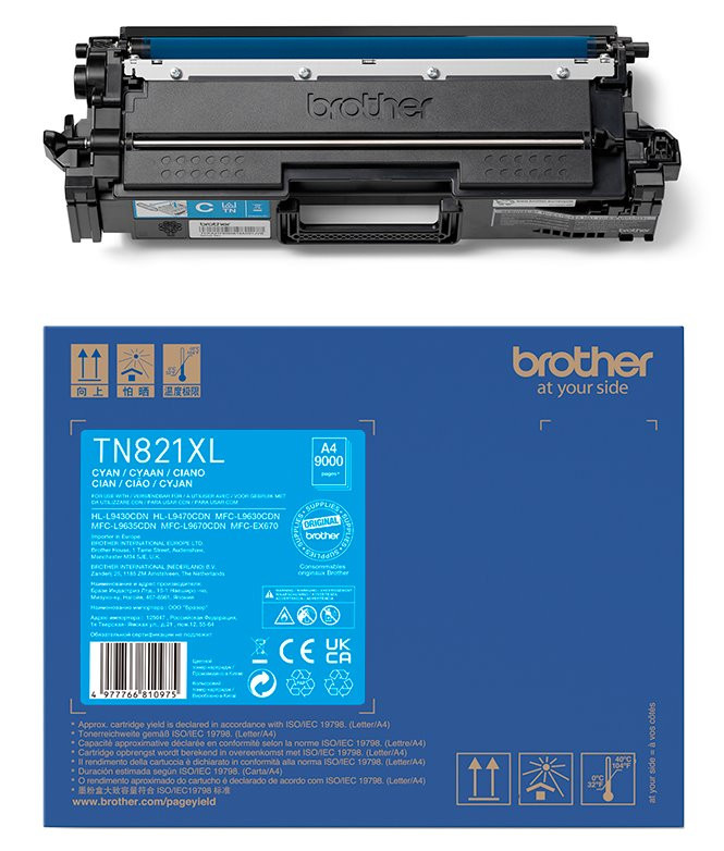 BROTHER toner TN-821XLC, cyan, 9000str., HL-L9430CDN, HL-L9470CDN, MFC-L9670CDN, O
