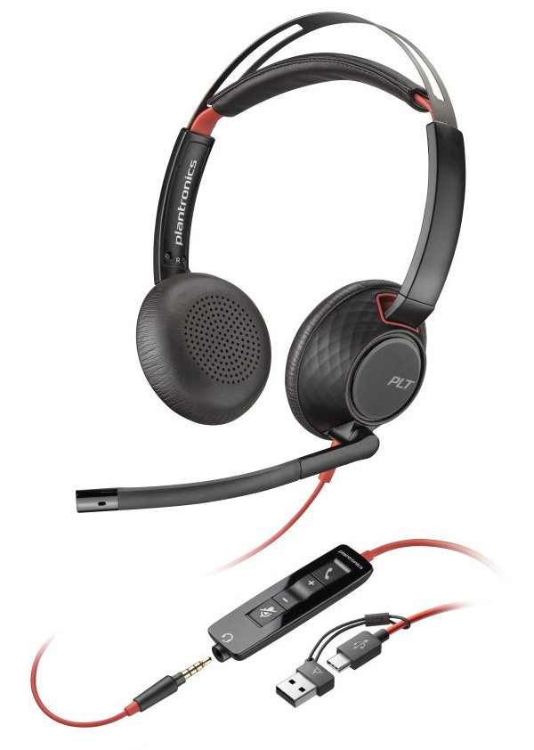 Poly Blackwire 5220 Stereo USB-C Headset +3.5mm Plug +USB-C/A Adapter (Bulk)