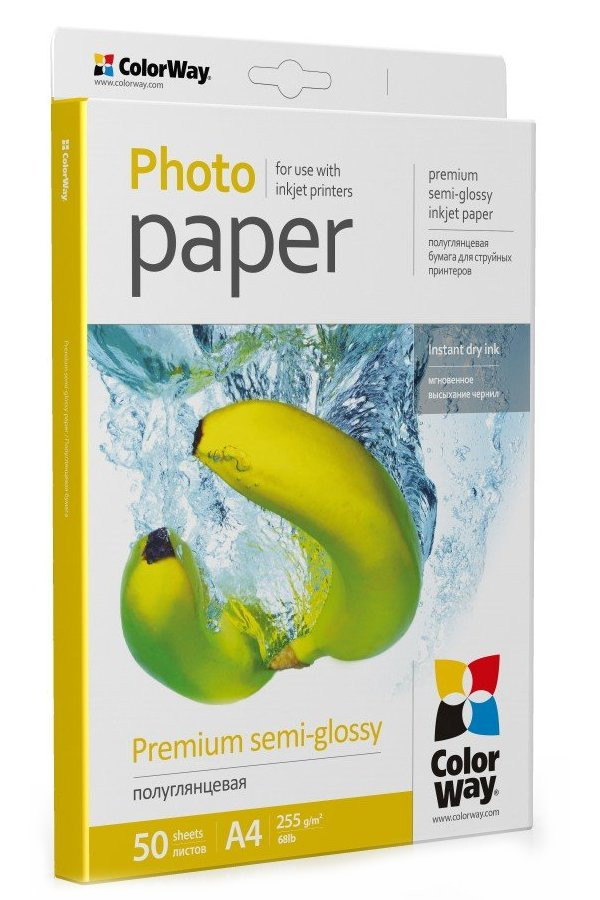 COLORWAY fotopapír/ premium semi-glossy 255g/m2, A4/ 50 kusů