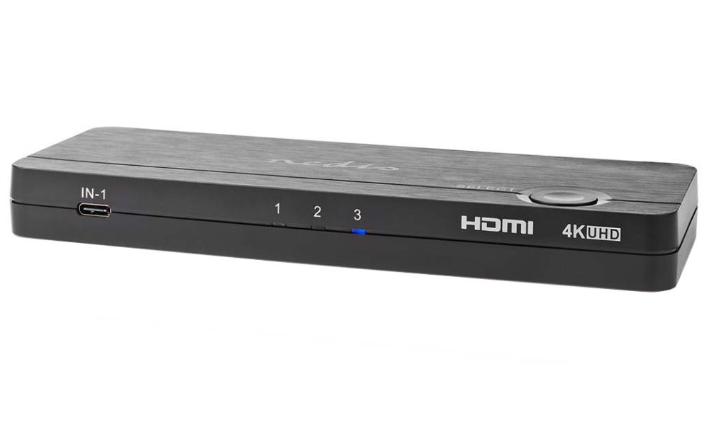 NEDIS HDMI převodník/ USB-C zásuvka/ 2x HDMI vstup/ 4x USB-A zásuvka/ 1x HDMI výstup/ 1cestný/ 4K@60Hz/ 18 Gbps/ ABS/ an