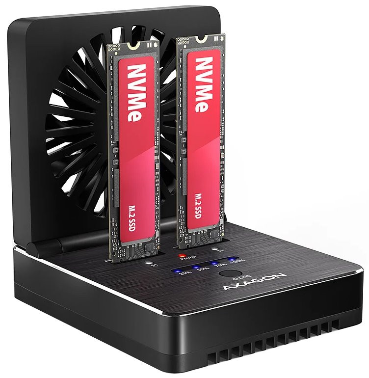 AXAGON dockovací stanice 2x M.2 NVMe/SATA SSD / ADSA-M2C22 / USB-C / USB 3.2 Gen2 / kabel 30cm USB-C na USB-C