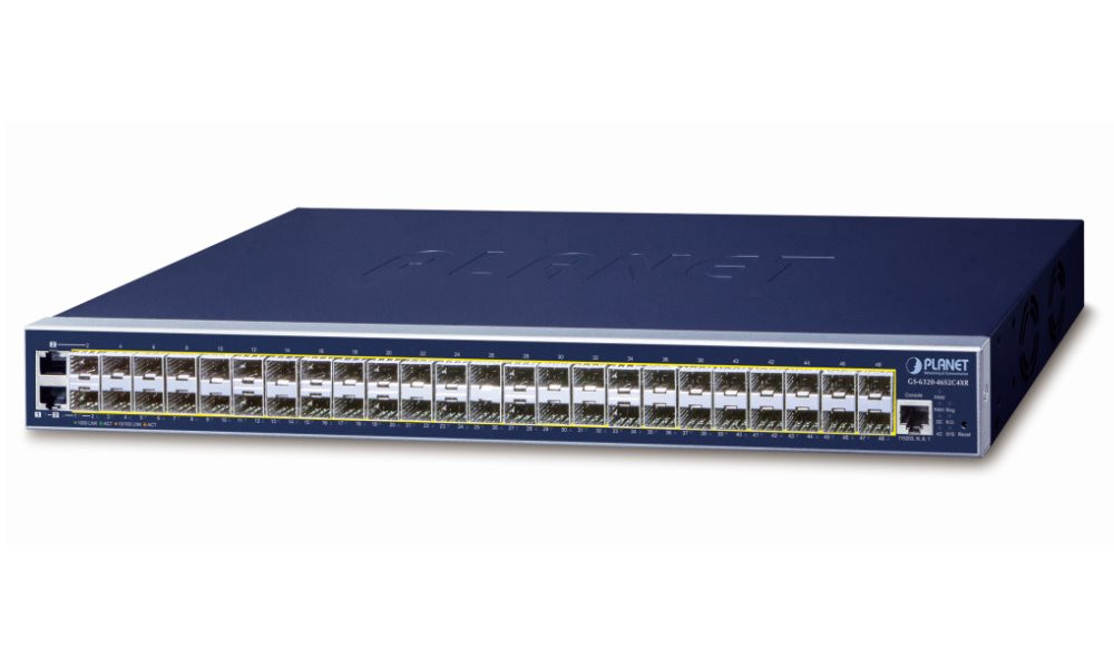 Planet GS-6320-46S2C4XR L3 switch, 2x1Gb, 46x1Gb SFP, 4x10Gb SFP+, 2x power-in