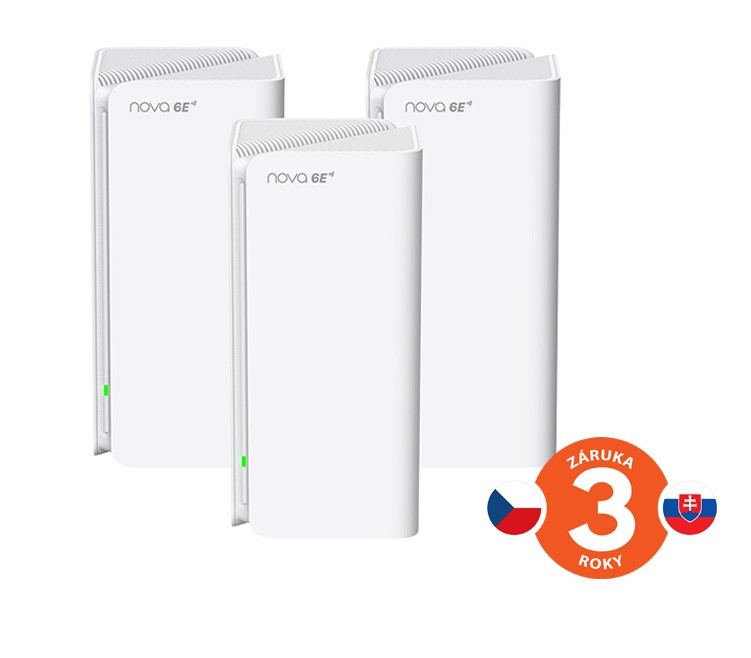 Tenda Nova MX21 Pro (3-pack) WiFi 6E AXE5700 Mesh Gigabit system, router, 9x GLAN/GWAN, VPN, CZ app