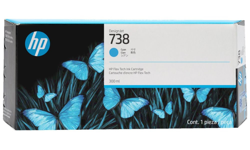 HP 738 - 300 ml - azurová - originální - DesignJet - inkoustová cartridge - pro DesignJet T950