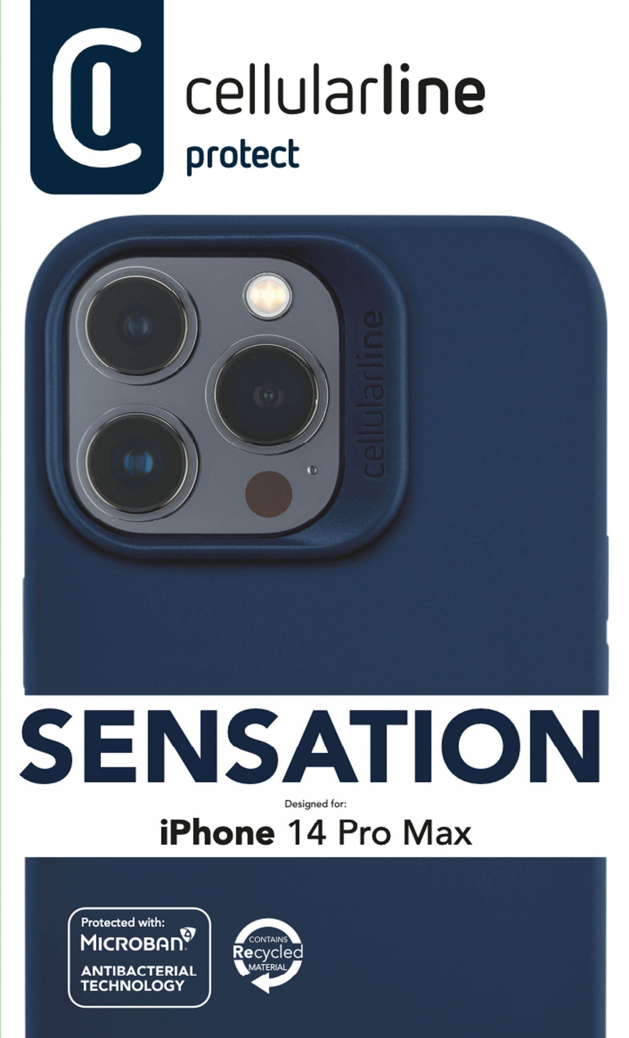 Ochranný silikonový kryt Cellularline Sensation pro Apple iPhone 14 Pro Max, modrý