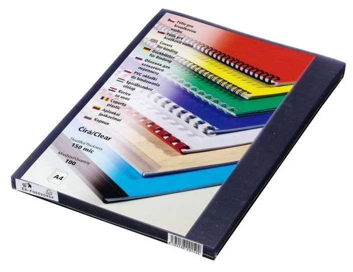 EUROSUPPLIES vazací desky (kryt) přední strany vazby PRESTIGE/ formát A4/ 150 mic/ čiré/ 100 pack