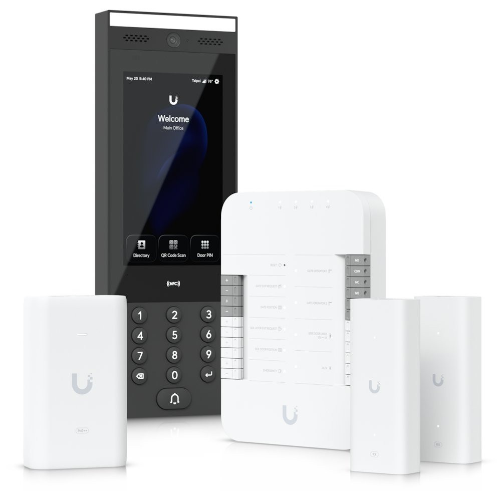 Ubiquiti UniFi Access G3 Gate Starter Kit - Sada, 1x Hub Gate, 1x G3 Intercom, 2x PoE extender, 1x PoE++ injektor