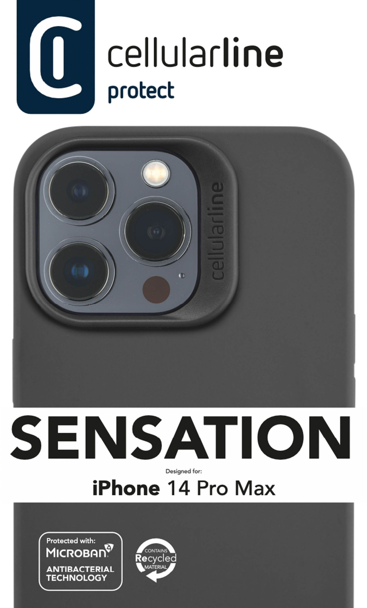 Ochranný silikonový kryt Cellularline Sensation pro Apple iPhone 14 Pro Max, černý