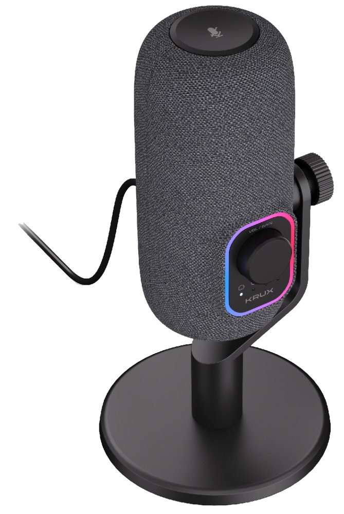 Krux mikrofon Empy / stolní mikrofon / RGB / 4 směrové charakteristiky / 3,5mm jack / USB-C / černý