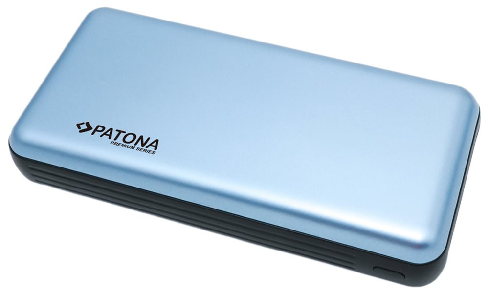 PATONA powerbanka, 20 000mAh Li-Pol 3A, USB-C/Lightning, PD 65W, modrá