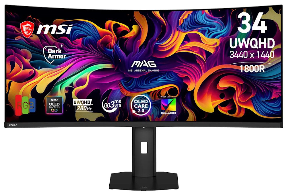 MSI Gaming MAG 341CQP QD-OLED X28/ 34"/ 3440x1440/ OLED/ 0,03ms/ 280Hz/ 300cd/m2/ 1500000:1/ HDMI/ DP/ VESA/černý