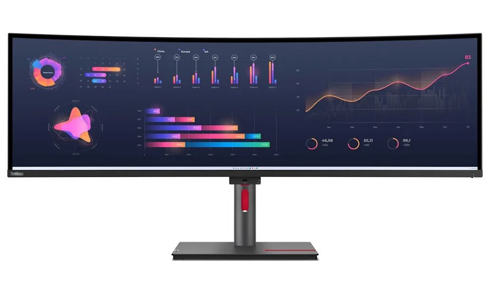 Lenovo P49w-30/ 49" IPS,prohnutý/ 5120x1440/ 32:9/ 350cd/m2 cmd/ 2000:1 / 4ms/ HDMI/ DP/ USB/ RJ45/ VESA/ černý