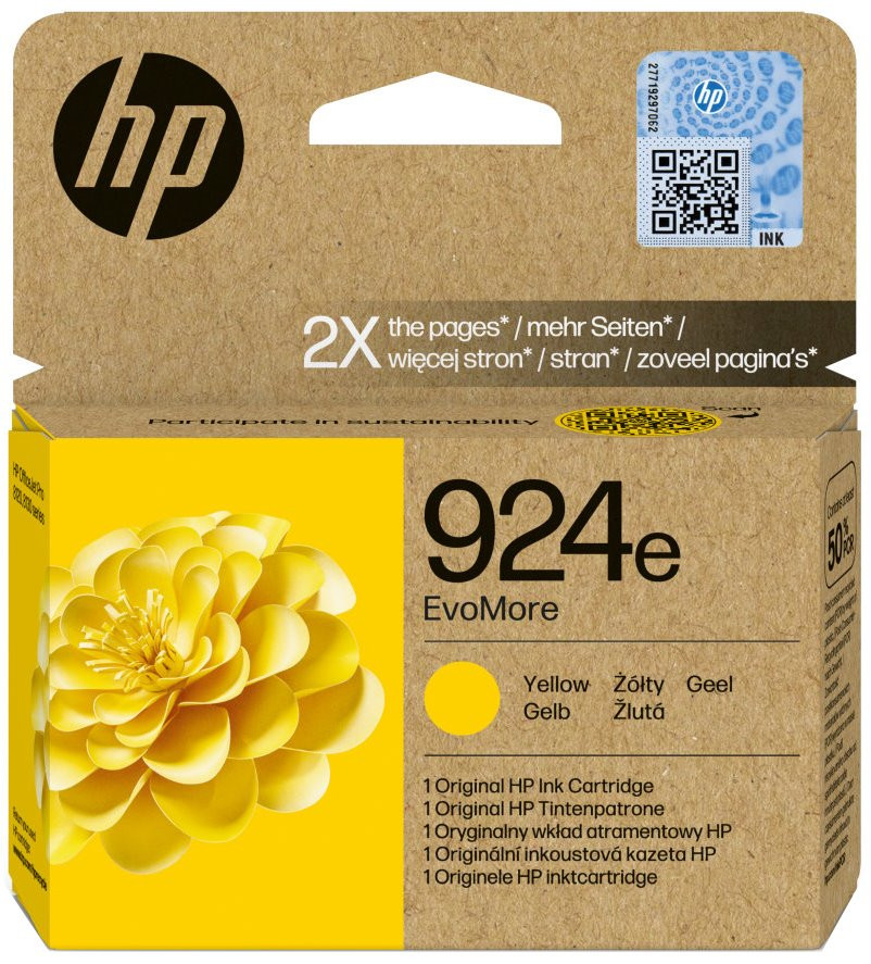 HP 924e EvoMore Žlutá originální inkoustová kazeta