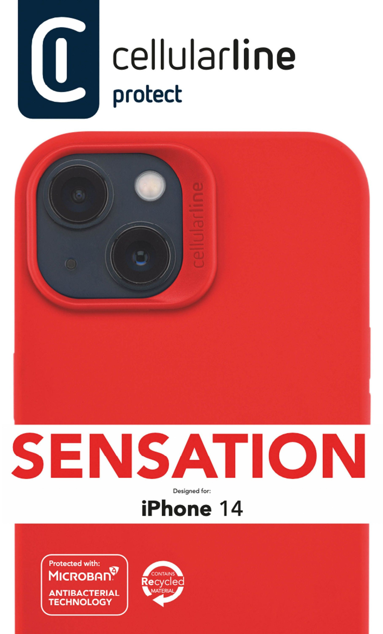 Ochranný silikonový kryt Cellularline Sensation pro Apple iPhone 14, červený