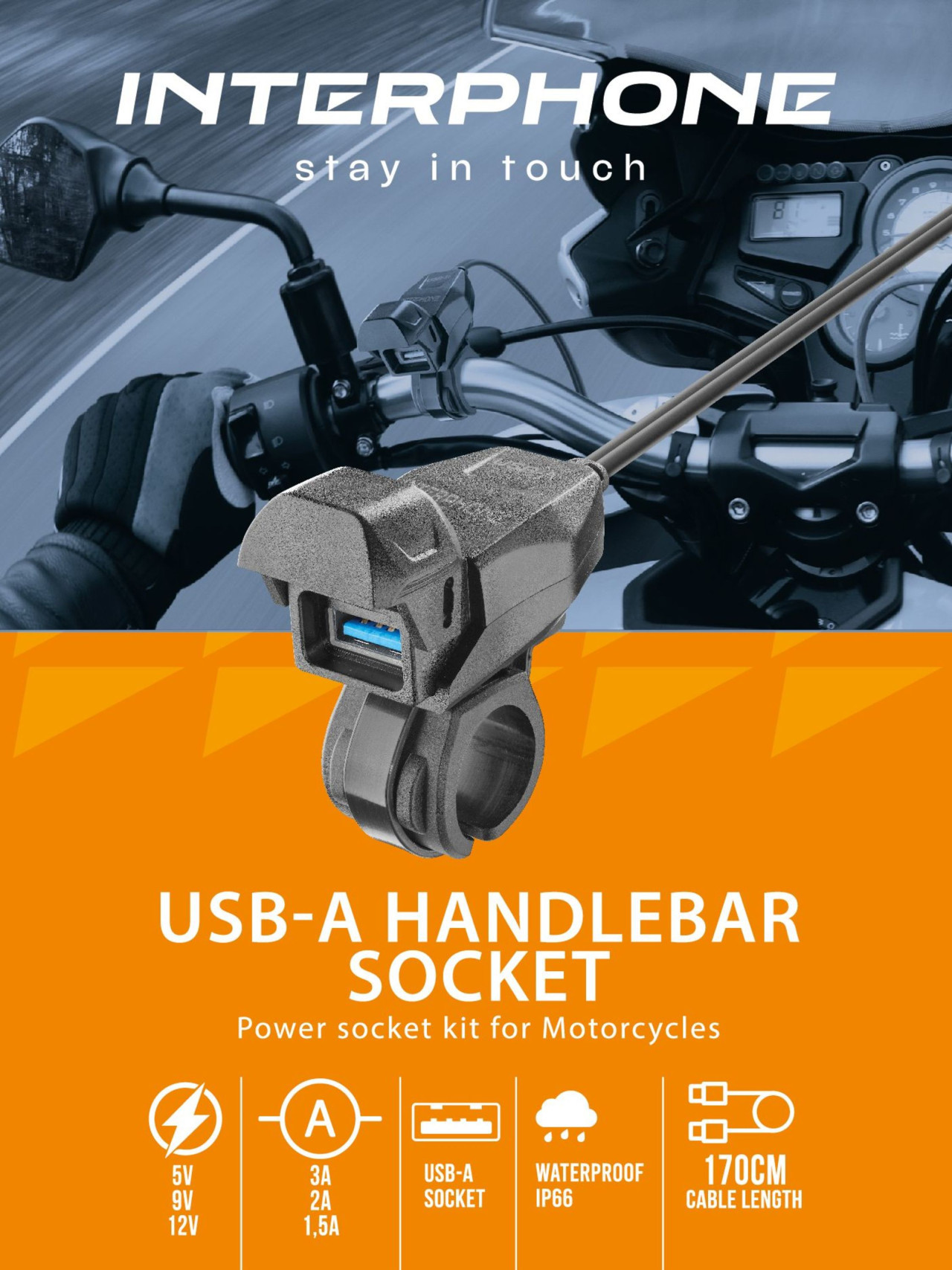 Interphone USB zásuvka - nabíječka na motorku