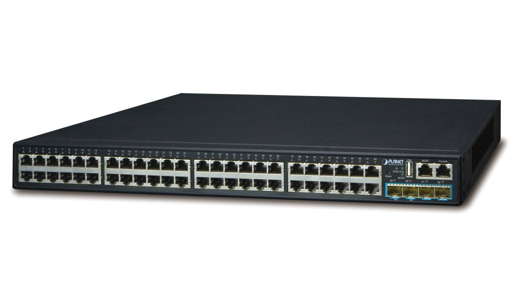 Planet SGS-6341-48T4X L3 switch, 48x1Gb, 4x10Gb SFP+, HW/IP stack, VSF/Cluster