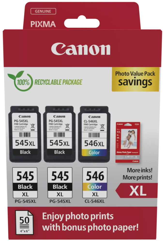 Canon inkoustová náplň PG-545XLx2/CL-546XL PVP 4x6 (GP-501 50listů)