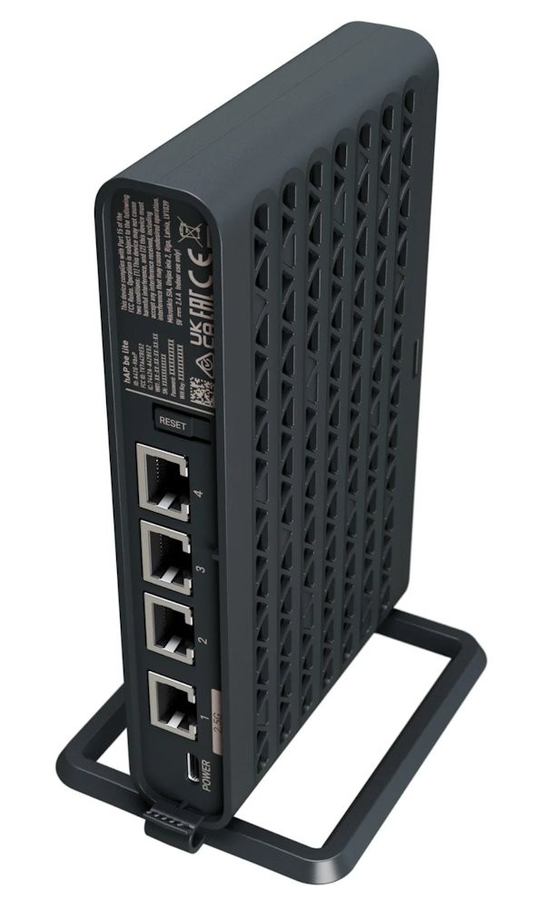 MikroTik hAP be lite, 1x 2,5 GbE, 3x GbE, 2.4+5GHz, 802.11a/b/g/n/ac/ax/be, Wi-Fi 7, RouterOS 7, L4, indoor