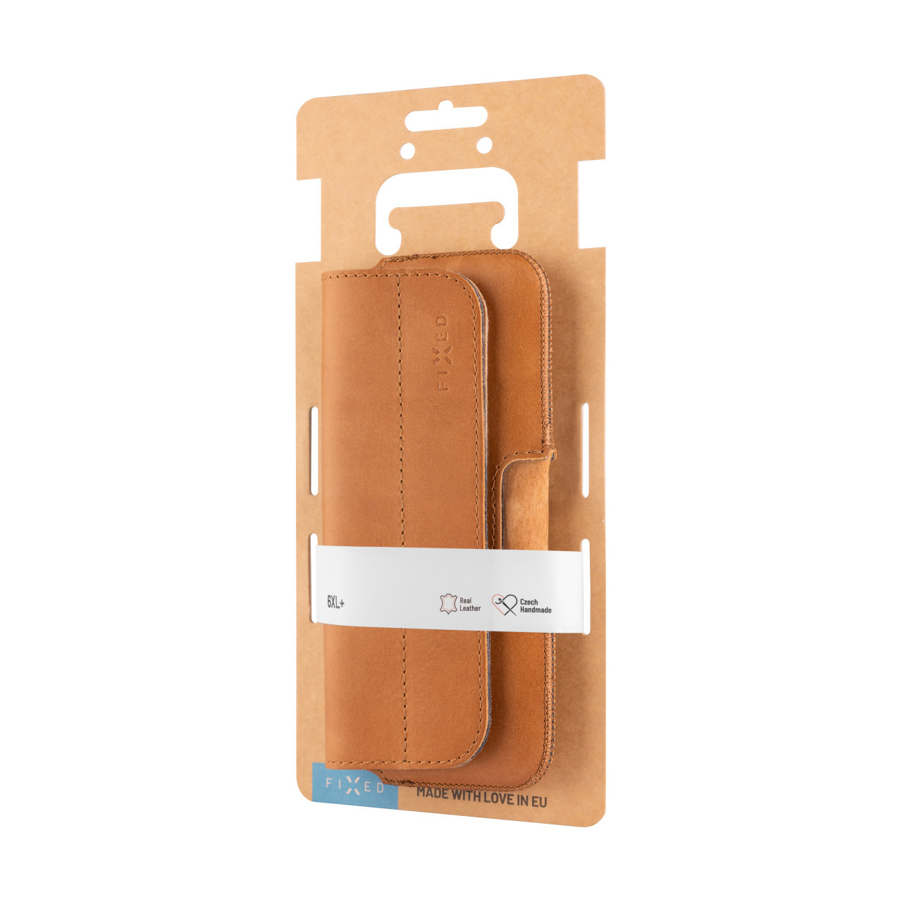 Horizontální kožené pouzdro FIXED Posh se zavíráním, velikost 6XL, hnědé