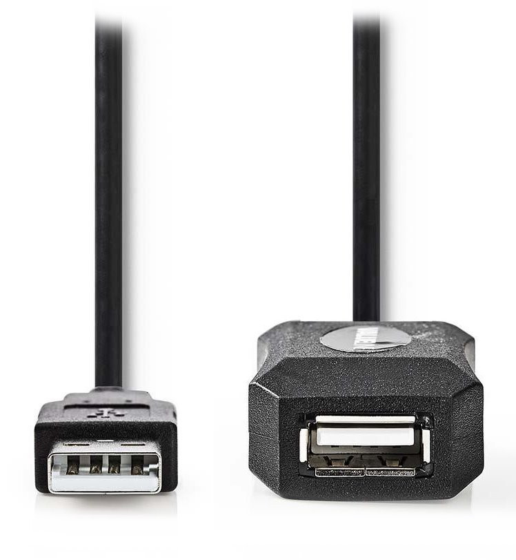 NEDIS prodlužovací aktivní kabel USB 2.0/ zástrčka USB-A - zásuvka USB-A/ černý/ bulk/ 10m